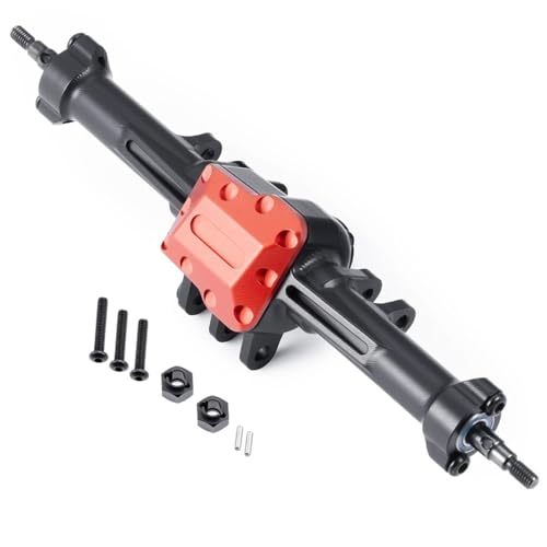 QOAKSDY RC-Cars-Upgrade Teile Für TRX4M Für Defender Für Bronco Für High Für Trail K10 1/18 RC Micro Crawler Auto Aluminium Erweiterte Vorne Hinten Achsen Modifizierte Teile(Rear Axle) von QOAKSDY