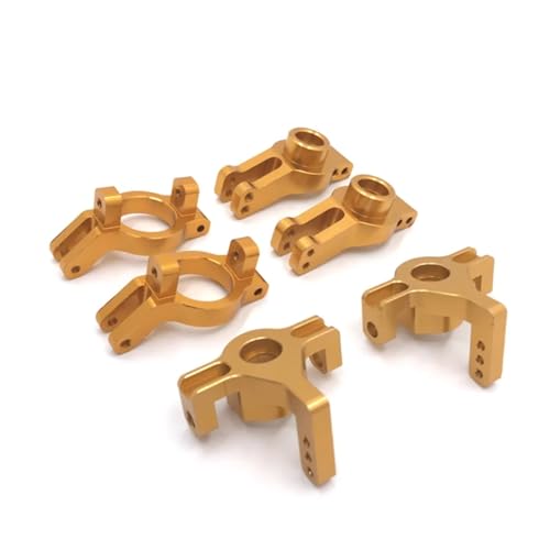 QOAKSDY RC-Cars-Upgrade Teile Für WLtoys 1/10 104009 1/12 12401 12402-A 12403 12404 12409 Metall Upgrade Refit C Block Lenkung Tasse Hinten RC Teile(Yellow) von QOAKSDY