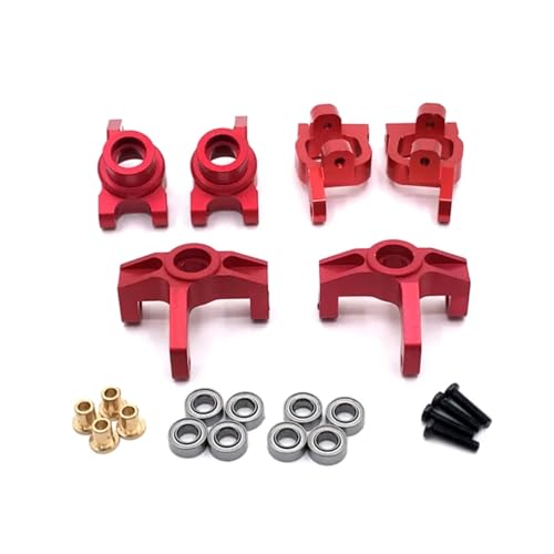 QOAKSDY RC-Cars-Upgrade Teile Für WLtoys 144010 144001 144002 124017 124016 124018 124019 LC 1/14 RC Autoteile Metallteile Modifizierter Lenkbecher, C-Sitz, Hinterradbecher(Red) von QOAKSDY