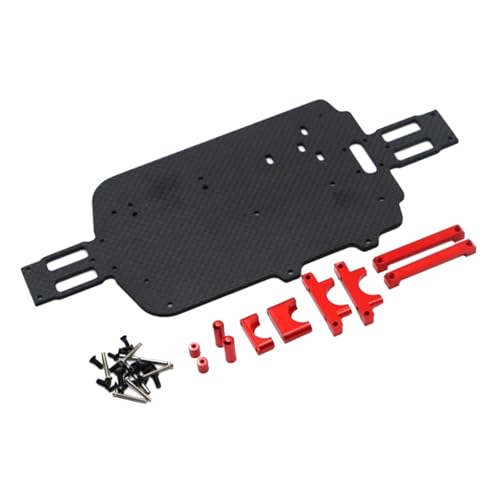 QOAKSDY RC-Cars-Upgrade Teile Für WLtoys 184011 A949 A959 A969 A979 K929 A959-B A979-B 1/18 RC Auto Upgrade Teile Zubehör Carbon Fiber Chassis Kit(Red) von QOAKSDY