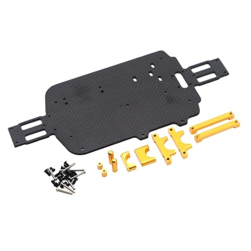QOAKSDY RC-Cars-Upgrade Teile Für WLtoys 184011 A949 A959 A969 A979 K929 A959-B A979-B 1/18 RC Auto Upgrade Teile Zubehör Carbon Fiber Chassis Kit(Yellow) von QOAKSDY