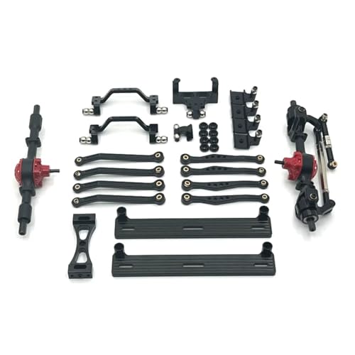 QOAKSDY RC-Cars-Upgrade Teile Für WPL 1/16 C64 RC Auto Teile Metall Upgrade Modifizierte Vorder- Und Hinterachse Fuß Pedal Stange Suspension Rahmen Ruder Basis Set(Black) von QOAKSDY
