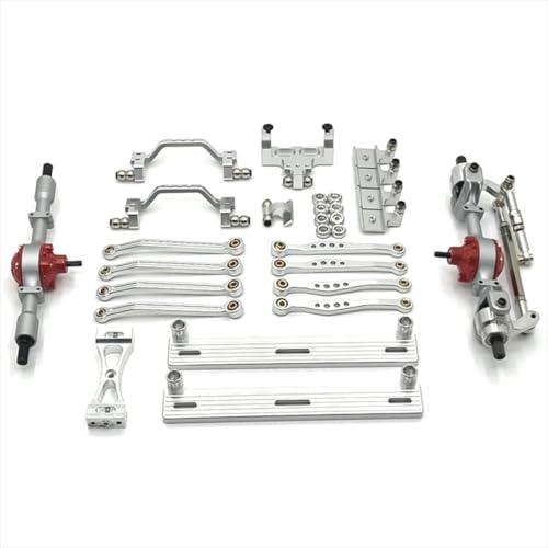 QOAKSDY RC-Cars-Upgrade Teile Für WPL 1/16 C64 RC Auto Teile Metall Upgrade Modifizierte Vorder- Und Hinterachse Fuß Pedal Stange Suspension Rahmen Ruder Basis Set(Silver) von QOAKSDY