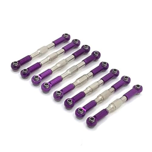 QOAKSDY RC-Cars-Upgrade Teile Für WPL C14 C24 B14 B24 1/10 RC Crawler Auto Upgrades Teile Zubehör 8PCS Krawatte Ersatzteile Stange Link Modifizierte(Purple) von QOAKSDY