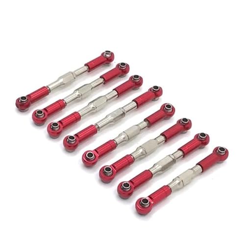 QOAKSDY RC-Cars-Upgrade Teile Für WPL C14 C24 B14 B24 1/10 RC Crawler Auto Upgrades Teile Zubehör 8PCS Krawatte Ersatzteile Stange Link Modifizierte(Red) von QOAKSDY
