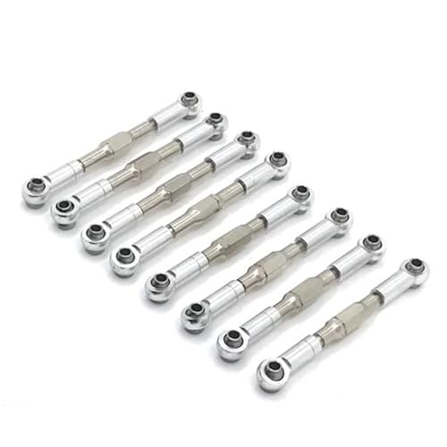 QOAKSDY RC-Cars-Upgrade Teile Für WPL C14 C24 B14 B24 1/10 RC Crawler Auto Upgrades Teile Zubehör 8PCS Krawatte Ersatzteile Stange Link Modifizierte(Silver) von QOAKSDY
