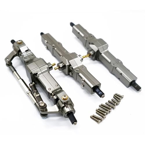 QOAKSDY RC-Cars-Upgrade Teile Für WPL C14 C24 B14 B24 B16 B36 Metall Vorne Hinten Brücke Achse Getriebe Box 1/16 RC Auto LKW Für Rock Crawler Modifizierte Teile(Silver) von QOAKSDY