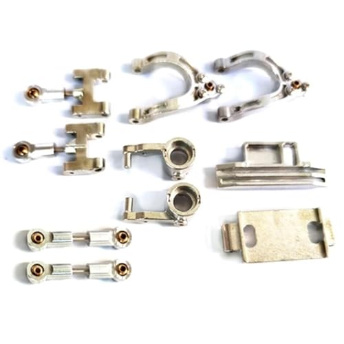 QOAKSDY RC-Cars-Upgrade Teile Für WPL D12 D42 Modifizierte Teile Metall Lenkung Tasse Oberen Unteren Schaukel Arm Sitz Slider Drehen Block 1/10 RC Auto Upgrades(Silver) von QOAKSDY