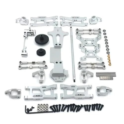 QOAKSDY RC-Cars-Upgrade Teile Für Wltoys 144001 144002 144010 1/14 RC Auto Zubehör Metall Upgrade Teile Kits Schwinge Link Stange Lenkung Block Geändert(White) von QOAKSDY