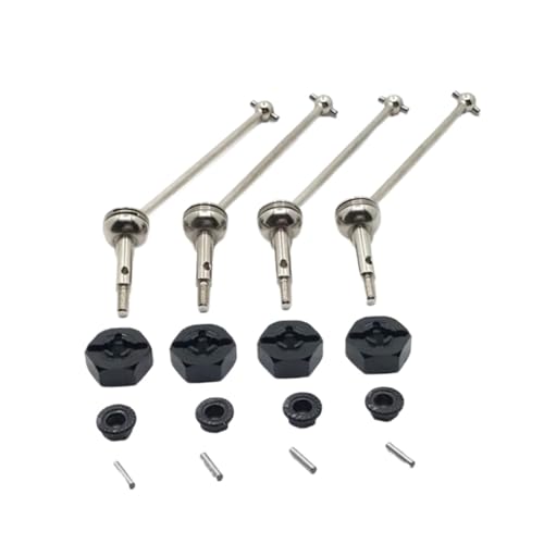 QOAKSDY RC-Cars-Upgrade Teile Für Wltoys 144001 144002 144010 124007 124016 124017 124018 124019 RC Metall Upgrade Vorne Und Hinten Innenbordwelle 12mm Adapter Modifizierte Teile(Black) von QOAKSDY