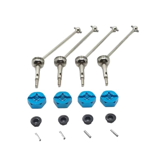 QOAKSDY RC-Cars-Upgrade Teile Für Wltoys 144001 144002 144010 124007 124016 124017 124018 124019 RC Metall Upgrade Vorne Und Hinten Innenbordwelle 12mm Adapter Modifizierte Teile(Blue) von QOAKSDY