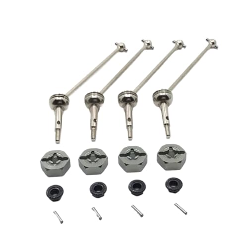 QOAKSDY RC-Cars-Upgrade Teile Für Wltoys 144001 144002 144010 124007 124016 124017 124018 124019 RC Metall Upgrade Vorne Und Hinten Innenbordwelle 12mm Adapter Modifizierte Teile(Gray) von QOAKSDY