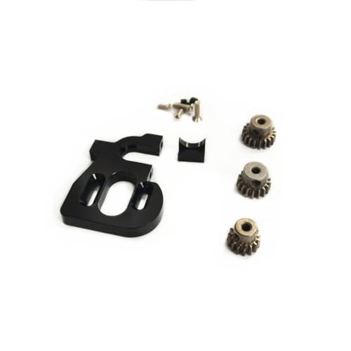 QOAKSDY RC-Cars-Upgrade Teile Für Wltoys 144010 124017 124016 Rc Auto Einstellbare Motor Halterung Mit 15T 17T 19T Zahnräder Ritzel Set Upgrade Ersatzteile(Black) von QOAKSDY