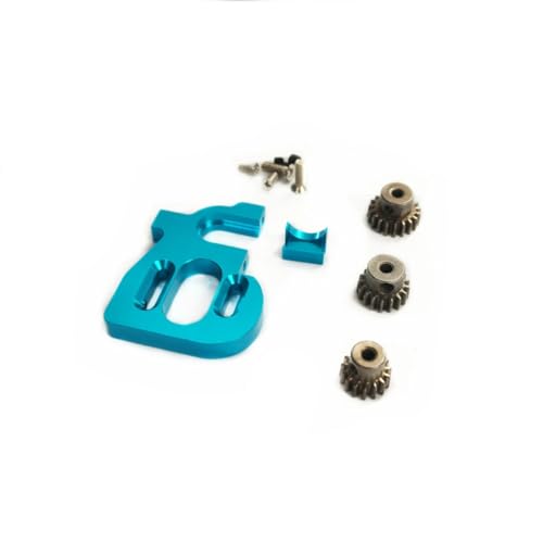 QOAKSDY RC-Cars-Upgrade Teile Für Wltoys 144010 124017 124016 Rc Auto Einstellbare Motor Halterung Mit 15T 17T 19T Zahnräder Ritzel Set Upgrade Ersatzteile(Blue) von QOAKSDY