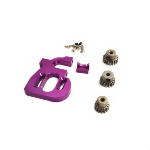 QOAKSDY RC-Cars-Upgrade Teile Für Wltoys 144010 124017 124016 Rc Auto Einstellbare Motor Halterung Mit 15T 17T 19T Zahnräder Ritzel Set Upgrade Ersatzteile(Purple) von QOAKSDY