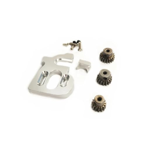 QOAKSDY RC-Cars-Upgrade Teile Für Wltoys 144010 124017 124016 Rc Auto Einstellbare Motor Halterung Mit 15T 17T 19T Zahnräder Ritzel Set Upgrade Ersatzteile(Silver) von QOAKSDY