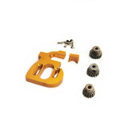 QOAKSDY RC-Cars-Upgrade Teile Für Wltoys 144010 124017 124016 Rc Auto Einstellbare Motor Halterung Mit 15T 17T 19T Zahnräder Ritzel Set Upgrade Ersatzteile(Yellow) von QOAKSDY
