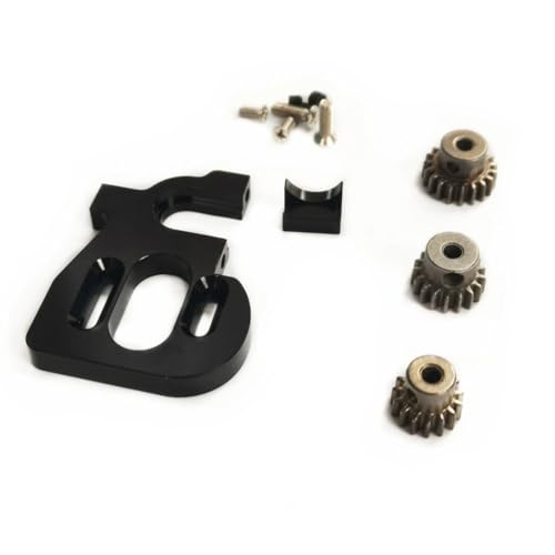 QOAKSDY RC-Cars-Upgrade Teile Für Wltoys 144010 124017 124016 Rc Einstellbare Motorhalterung Mit 15T 17T 19T Getriebe Ritzel Set Änderungszubehör(Black) von QOAKSDY
