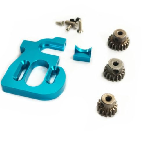 QOAKSDY RC-Cars-Upgrade Teile Für Wltoys 144010 124017 124016 Rc Einstellbare Motorhalterung Mit 15T 17T 19T Getriebe Ritzel Set Änderungszubehör(Blue) von QOAKSDY