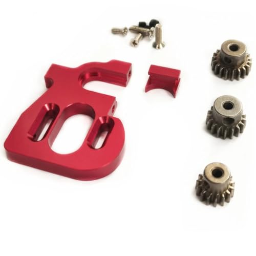 QOAKSDY RC-Cars-Upgrade Teile Für Wltoys 144010 124017 124016 Rc Einstellbare Motorhalterung Mit 15T 17T 19T Getriebe Ritzel Set Änderungszubehör(Red) von QOAKSDY