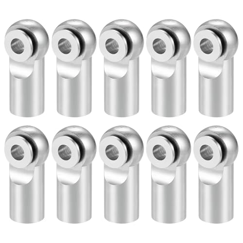 QOAKSDY RC Teile 10Pcs Metall M2 Stange Ende Ball Kopf Gelenke Halter Krawatte Rechts-Hand Schraube Für RC Für Modell Auto Boot Flugzeug LKW(Silver) von QOAKSDY
