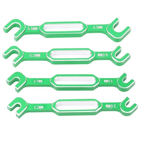 QOAKSDY RC Teile 4-teilige RC-Auto-Schraubenschlüssel, Spannschlossmutter, Kugelgelenk-Entferner, Aluminiumlegierung, RC-Wartungsschlüssel, 3,0-6,0 Mm, Ersatzteile(Green) von QOAKSDY