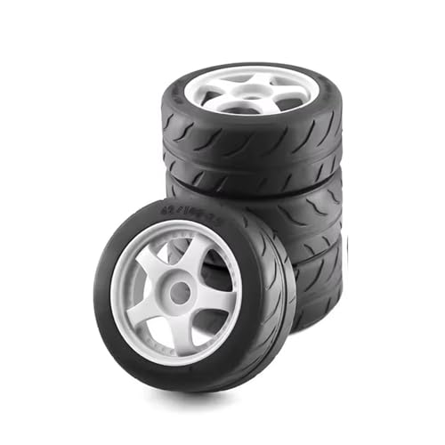 QOAKSDY RC Teile Für Arrma Für Infraction Für Limitless Für Felony 1/7 RC-Auto-Upgrade-Teile, 4 Stück, 5 Speichen, 100 X 42 Mm, Reifen, 17 Mm Radsechskant(Silver) von QOAKSDY