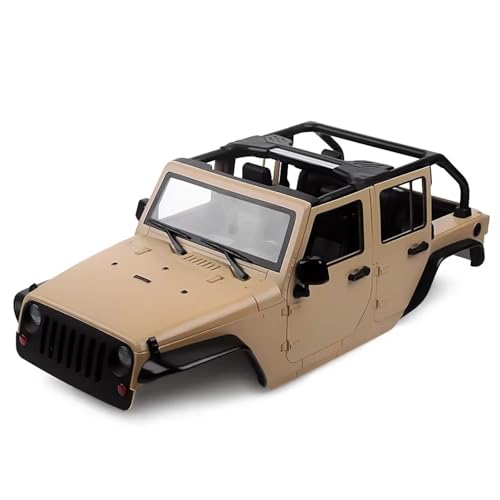 QOAKSDY RC Teile Für Axial Für SCX10 90046 Für Wrangler, Zerlegter Bausatz, 313 Mm Radstand, Für Cabrio-Karosserie, Offene Karosserie, 1/10 RC Crawler(Brown) von QOAKSDY
