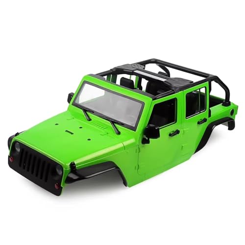 QOAKSDY RC Teile Für Axial Für SCX10 90046 Für Wrangler, Zerlegter Bausatz, 313 Mm Radstand, Für Cabrio-Karosserie, Offene Karosserie, 1/10 RC Crawler(Green) von QOAKSDY