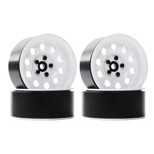 QOAKSDY RC Teile Für Axial Für SCX10 RR10 90053 AX10 Für Wraith 90056 90045 90048 1/10 RC Crawler 4 Stück Metall 2,2 Zoll Beadlock Felge(White) von QOAKSDY