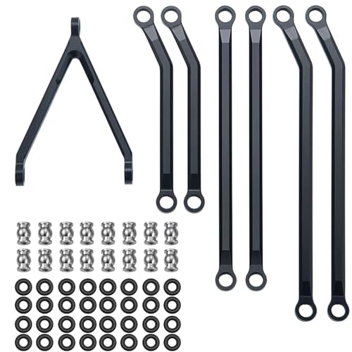 QOAKSDY RC Teile Für Axial Für SCX24 AXI00005 1/24 RC Crawler Auto Upgrade Teile Aluminium Legierung Spiel Für Chassis Links Set(Black) von QOAKSDY