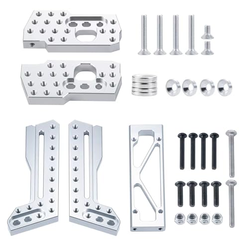 QOAKSDY RC Teile Für Axial Für Wraith 90018 1/10 rc Cars Upgrade-Teile Aluminiumlegierung Vorne Und Hinten Stoßdämpferhalterung Dämpfertürme Ständer(Silver,Rear and Front) von QOAKSDY