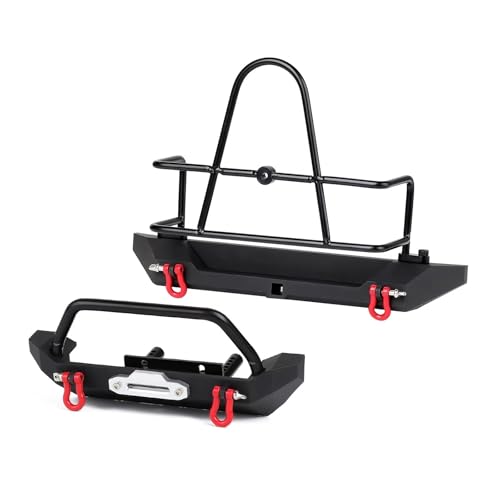 QOAKSDY RC Teile Für Axial SCX10 90046 SCX10 III AXI03007 Metall-Frontstoßstange Mit Abschlepphaken, 1/10 RC Crawler-Upgrade-Teile(Rear and Front) von QOAKSDY