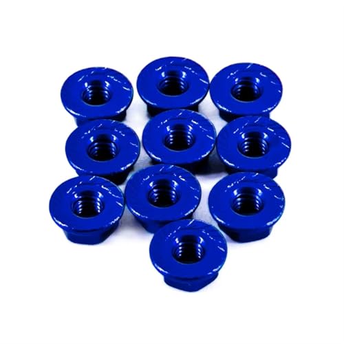 QOAKSDY RC Teile Für Axial Scx10 TRX4 Für Scania-Upgrades, Teile, Flansch-Sicherungsmutter Aus Aluminiumlegierung M4, Mehrfarbig, 1/10 RC-Autozubehör(Blue) von QOAKSDY