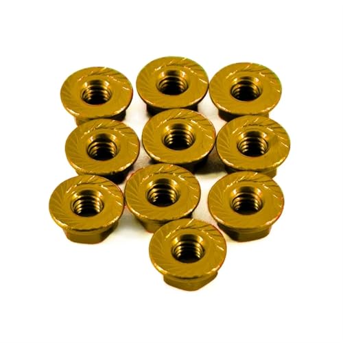 QOAKSDY RC Teile Für Axial Scx10 TRX4 Für Scania-Upgrades, Teile, Flansch-Sicherungsmutter Aus Aluminiumlegierung M4, Mehrfarbig, 1/10 RC-Autozubehör(Yellow) von QOAKSDY