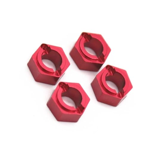 QOAKSDY RC Teile Für FMS Für FCX24 1/24 RC Crawler Car Upgrades Teile Zubehör Metall 7 Mm Rad-Sechskant-Adapter(Red) von QOAKSDY