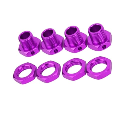 QOAKSDY RC Teile Für HSP 1/8 RC Crawler Autoteilen 4PCS RC Rad Sechskanttreiber 17MM Aluminiumlegierung Rad Sechskantkupplung Upgrade Zubehör Teile Kit(Purple) von QOAKSDY