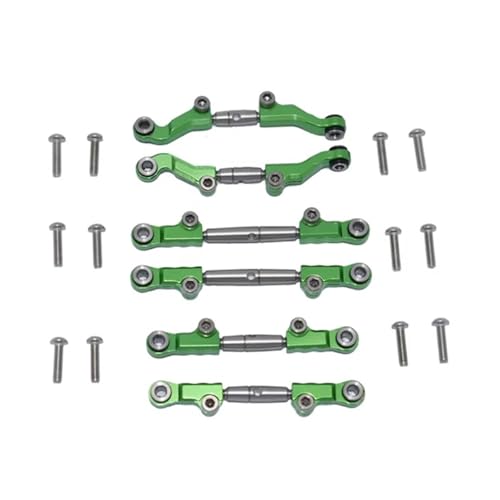 QOAKSDY RC Teile Für LOSI Für Mini-T 2.0 2WD Für Stadium 1/18 RC Auto LKW Metall Verstellbar Vorne Hinten Spurstangenverbindungsset(Green) von QOAKSDY