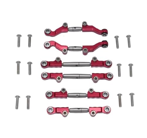 QOAKSDY RC Teile Für LOSI Für Mini-T 2.0 2WD Für Stadium 1/18 RC Auto LKW Metall Verstellbar Vorne Hinten Spurstangenverbindungsset(Red) von QOAKSDY