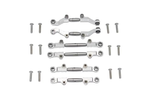QOAKSDY RC Teile Für LOSI Für Mini-T 2.0 2WD Für Stadium 1/18 RC Auto LKW Metall Verstellbar Vorne Hinten Spurstangenverbindungsset(Silver) von QOAKSDY