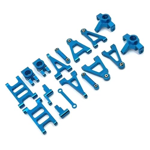 QOAKSDY RC Teile Für MJX 14301 14302 1/14 RC Auto-Upgrade-Teile-Set, Metall-Aufhängungsarm, Lenkbecher, Verbindungsstange, Lenkbaugruppe, Zubehör-Set(Blue) von QOAKSDY
