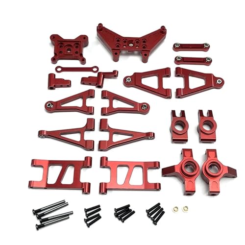 QOAKSDY RC Teile Für MJX Für Hyper Für Go 14301 14302 14301, Metall-Lenkbaugruppe, Lenkblock, Hinterradnaben, 1/14 RC-Car-Upgrade-Teile(Red) von QOAKSDY