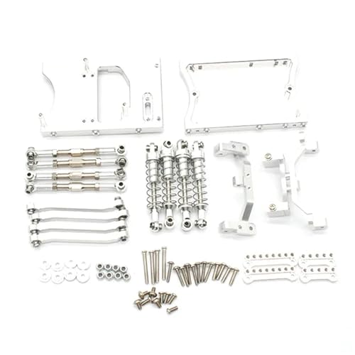 QOAKSDY RC Teile Für MN D90 D91 Für MN99S Metall Für Chassis Zugstangen Servo Feste Halterung Stoßdämpfer 1/12 RC Auto Upgrade Teile(Silver) von QOAKSDY