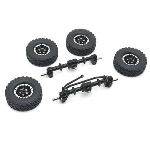 QOAKSDY RC Teile Für MN78 Für MN82 MN99S MN98 Metall-Vorder- Und Hinterportalachse Beadlock-Radreifensatz 1/12 RC-Auto-Upgrade-Teilezubehör(Black) von QOAKSDY