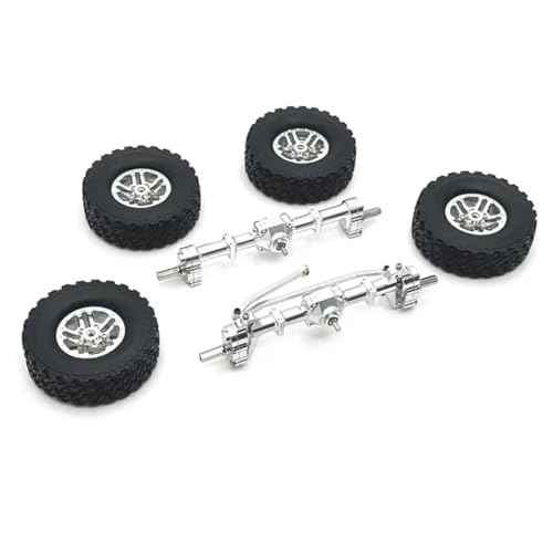 QOAKSDY RC Teile Für MN78 Für MN82 MN99S MN98 Metall-Vorder- Und Hinterportalachse Beadlock-Radreifensatz 1/12 RC-Auto-Upgrade-Teilezubehör(Silver) von QOAKSDY