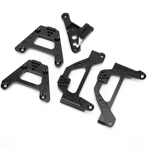 QOAKSDY RC Teile Für SCX10 III 1:10 RC Auto, Aluminiumlegierung Vorne Und Hinten, Stoßdämpfer, Dämpferhalterung, Upgrade-Zubehör(Black) von QOAKSDY