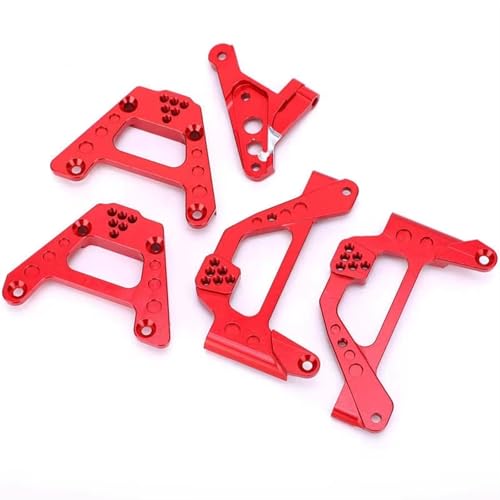 QOAKSDY RC Teile Für SCX10 III 1:10 RC Auto, Aluminiumlegierung Vorne Und Hinten, Stoßdämpfer, Dämpferhalterung, Upgrade-Zubehör(Red) von QOAKSDY