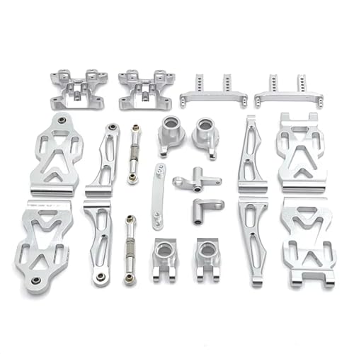 QOAKSDY RC Teile Für SCY 16101 16102 16106 16201 Für JJRC Q130A Q130B Q141 Q117 1/16 RC Auto Upgrade Teile Kit Vorder- Und Hinterarm-Lenkschale(Silver) von QOAKSDY