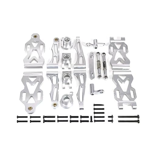 QOAKSDY RC Teile Für SCY 16101 16102 Pro 16103 RC-Auto-Upgrade-Teile-Zubehör Aluminiumlegierungs-Aufhängungsarm-Rad Für Sitz-Lenkschalen-Set(Silver) von QOAKSDY
