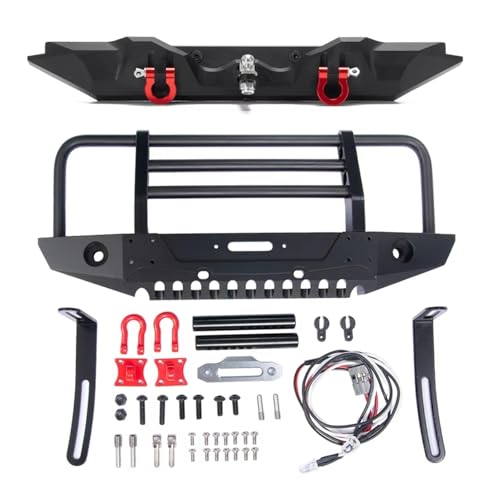 QOAKSDY RC Teile Für TRX-4 1/10 RC Crawler Car Upgrade Teile Zubehör Metall Vordere Hintere Stoßstange Mit Lichtern(Rear and Front) von QOAKSDY